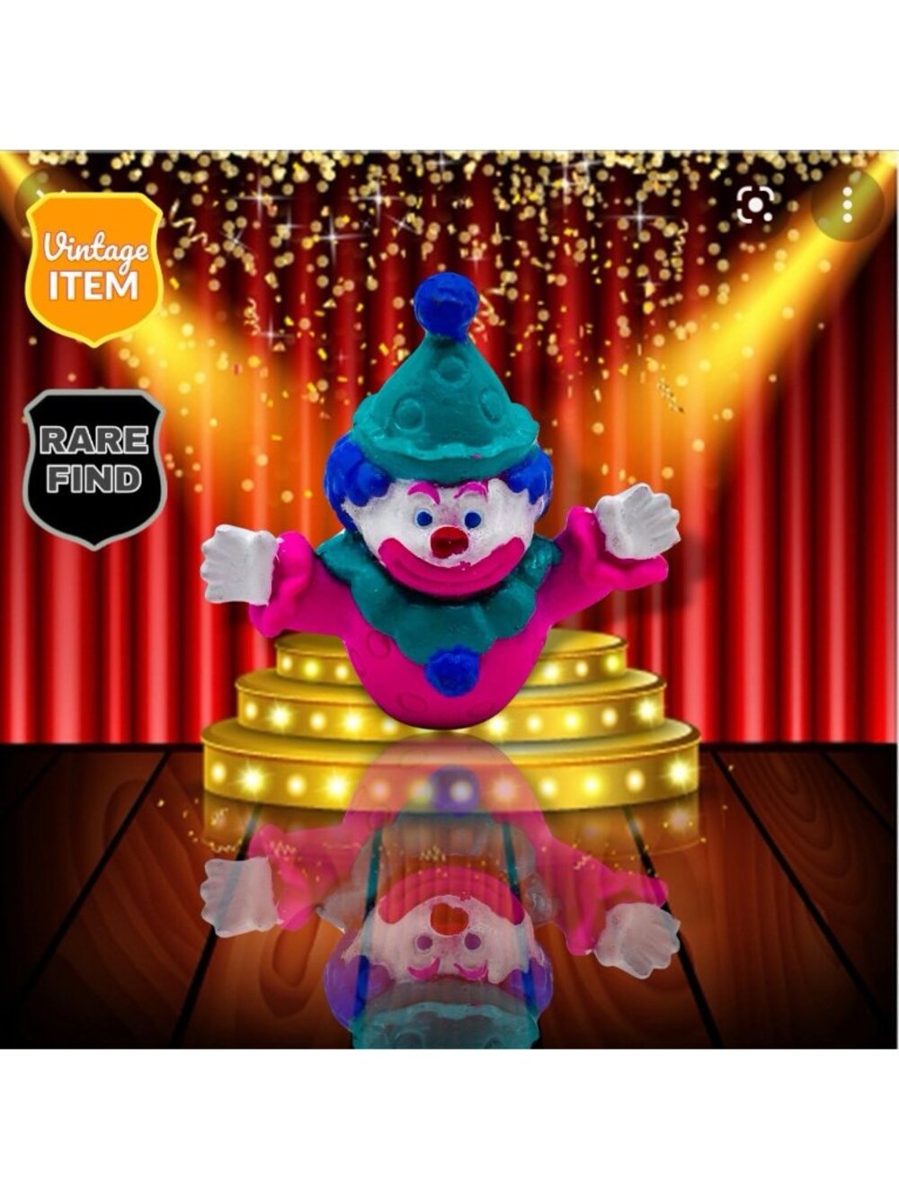 Vintage Russ Bertie PVC Figure Toy Clown. RARE!